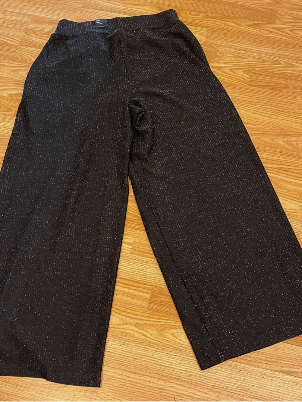 NWT REITMANS Rock ‘N Shine Black Wide Leg Stretch Metallic Pants size Large peti - Picture 3 of 9